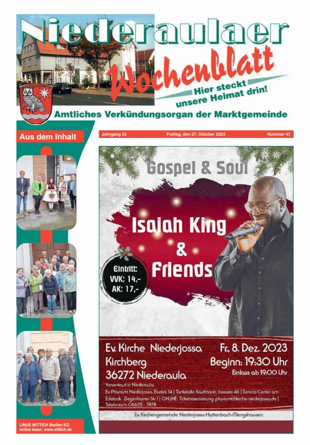 Niederaulaer Wochenblatt Titelblatt 43/2023