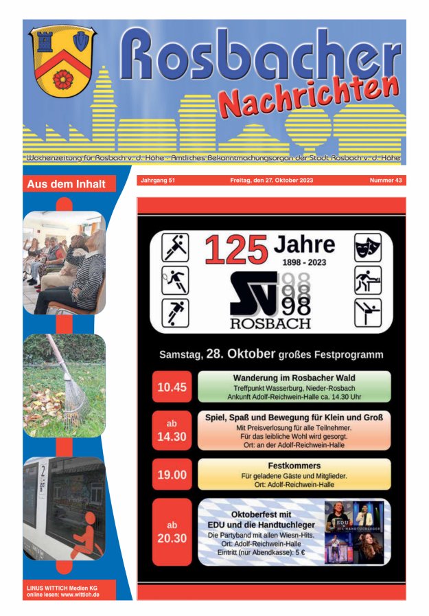 Rosbacher Nachrichten Titelblatt 43/2023