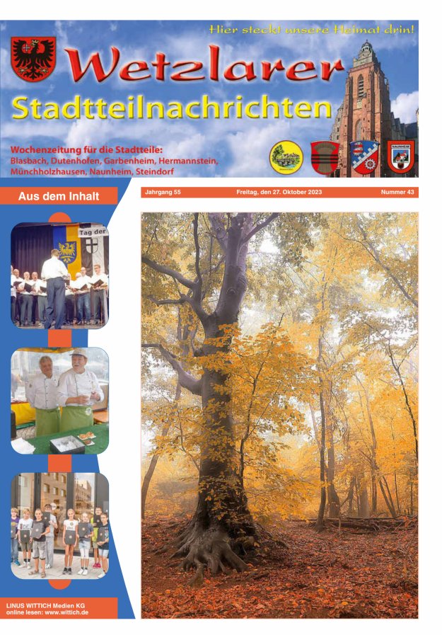 Wetzlarer Stadtteilnachrichten Titelblatt 43/2023