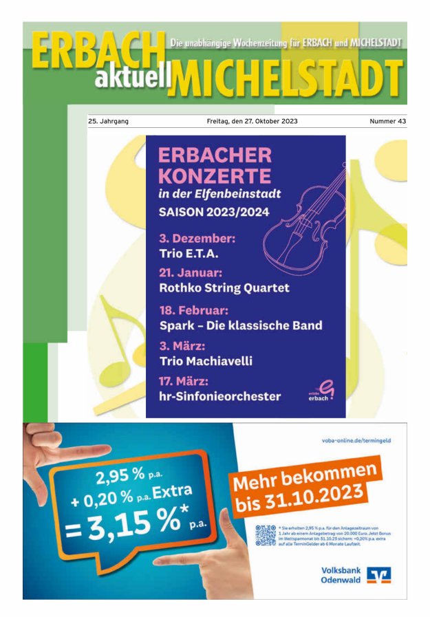Erbach-Michelstadt aktuell Titelblatt 43/2023