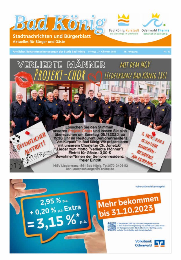 Bad Königer Stadtnachrichten und Badeblatt Titelblatt 43/2023
