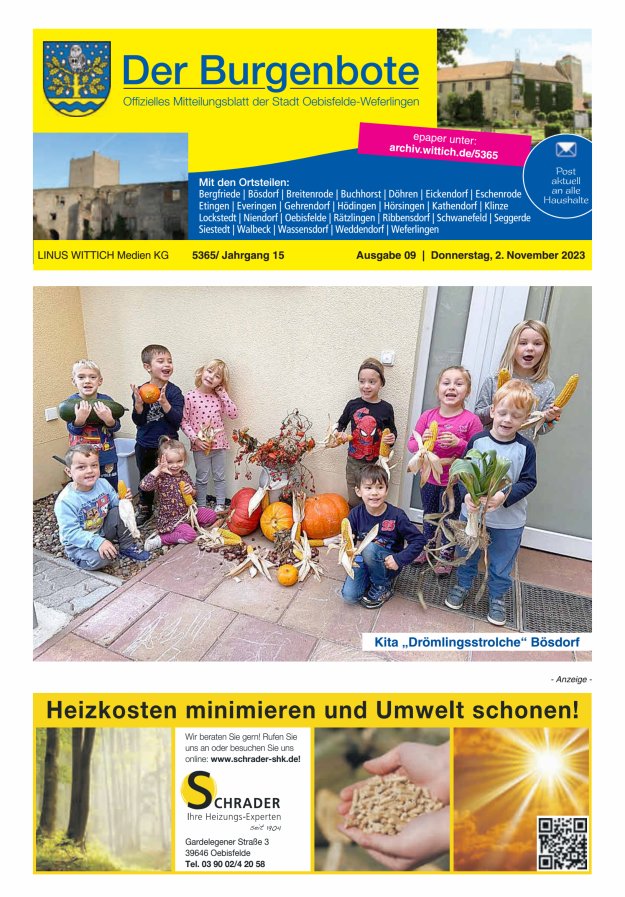 Mitteilungsblatt der Einheitsgemeinde Stadt Oebisfelde-Weferlingen Titelblatt 09/2023