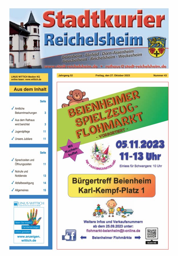 Stadtkurier Reichelsheim Titelblatt 43/2023