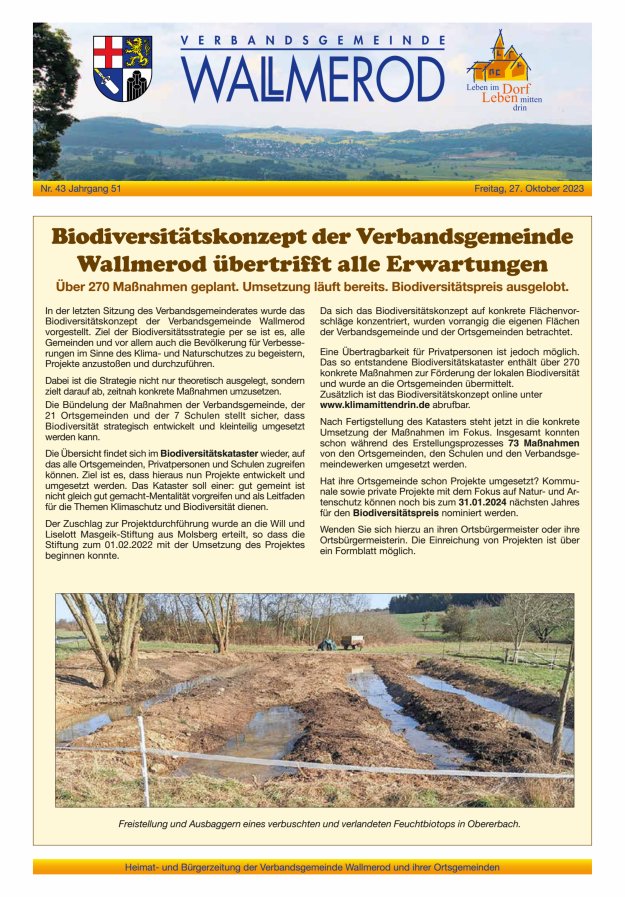 Wir über uns - Verbandsgemeinde Wallmerod Titelblatt 43/2023