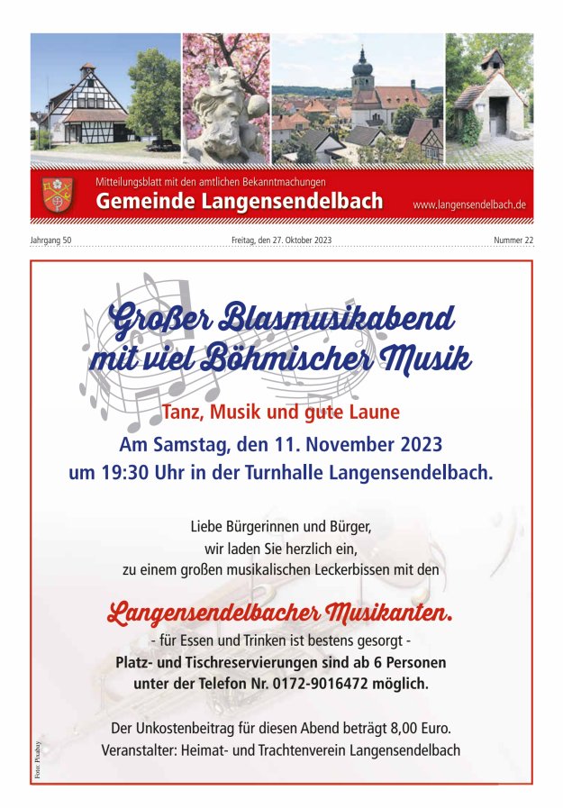 Mitteilungsblatt - Gemeinde Langensendelbach Titelblatt 22/2023