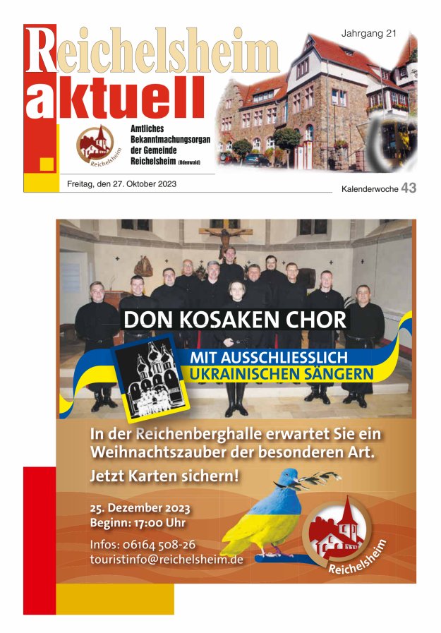 Reichelsheim aktuell - Amtsblatt der Gemeinde Reichelsheim(Odenwald) Titelblatt 43/2023