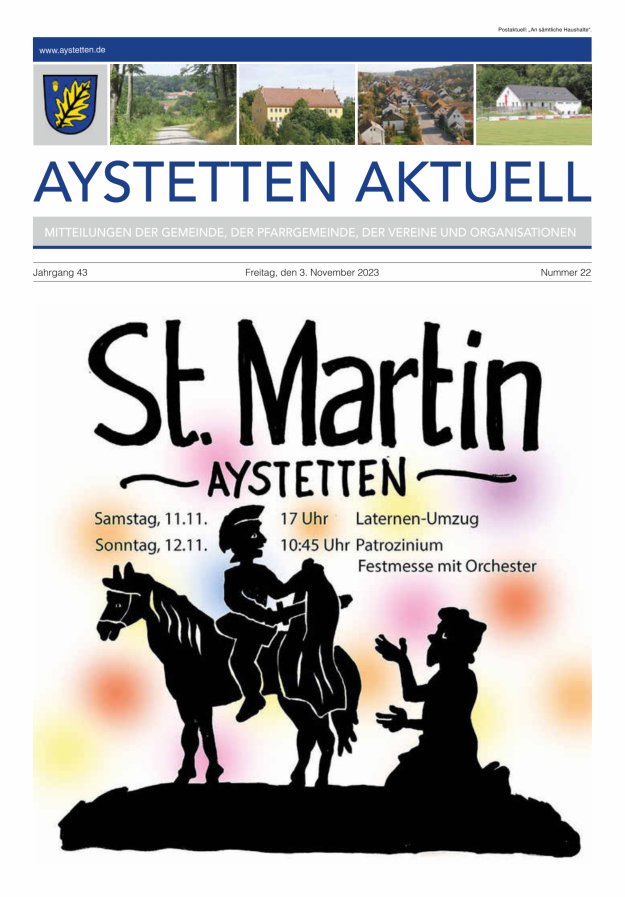 Aystetten Aktuell Wir über uns Titelblatt 22/2023
