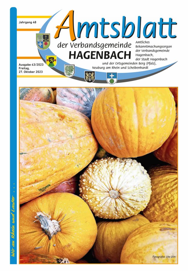Amtsblatt der VG Hagenbach Titelblatt 43/2023