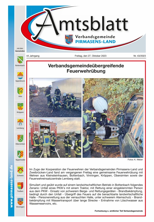 Amtsblatt VG Pirmasens-Land Titelblatt 43/2023