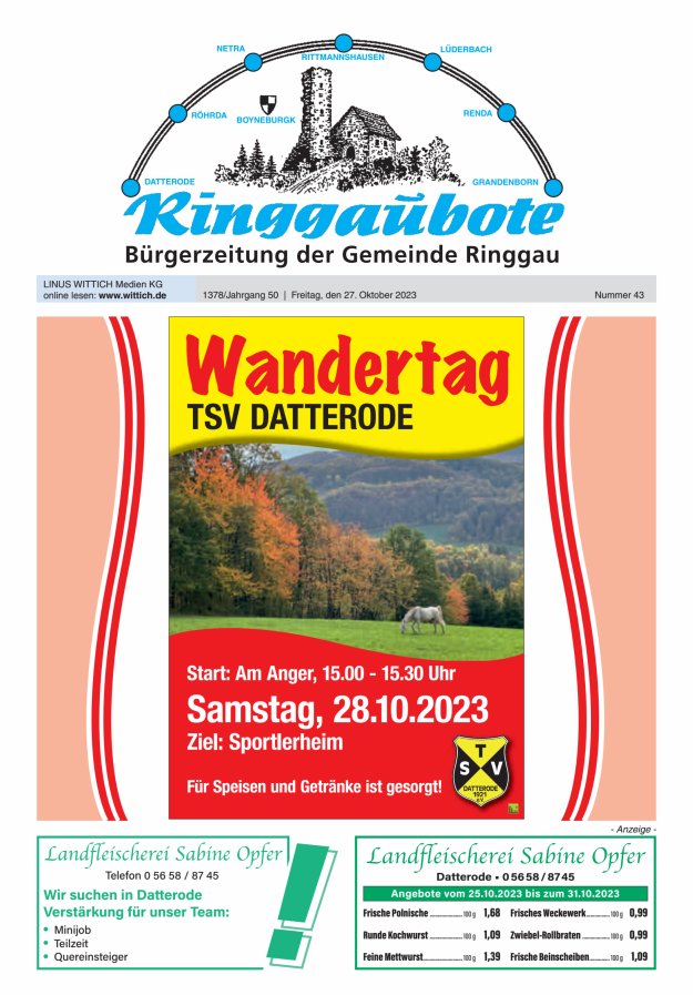 Ringgaubote Titelblatt 43/2023