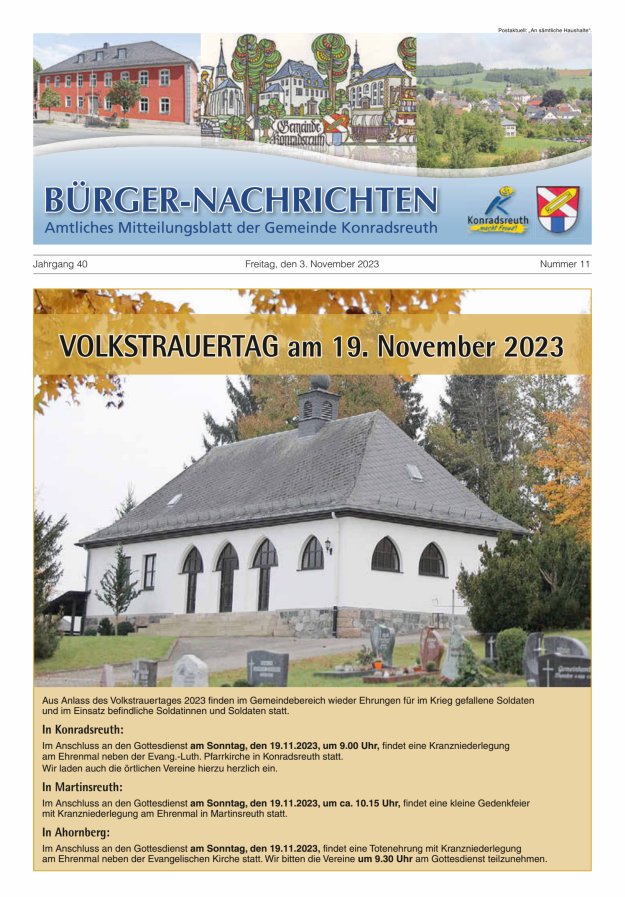 Bürger-Nachrichten Titelblatt 11/2023