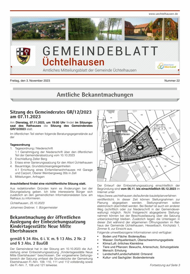 Gemeindeblatt Üchtelhausen Titelblatt 22/2023