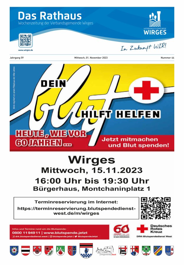 Das Rathaus - Informationen für die Bürger in der VG Wirges Titelblatt 44/2023
