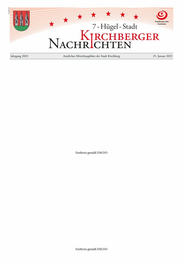 Kirchberger Nachrichten Titelblatt 01/2023