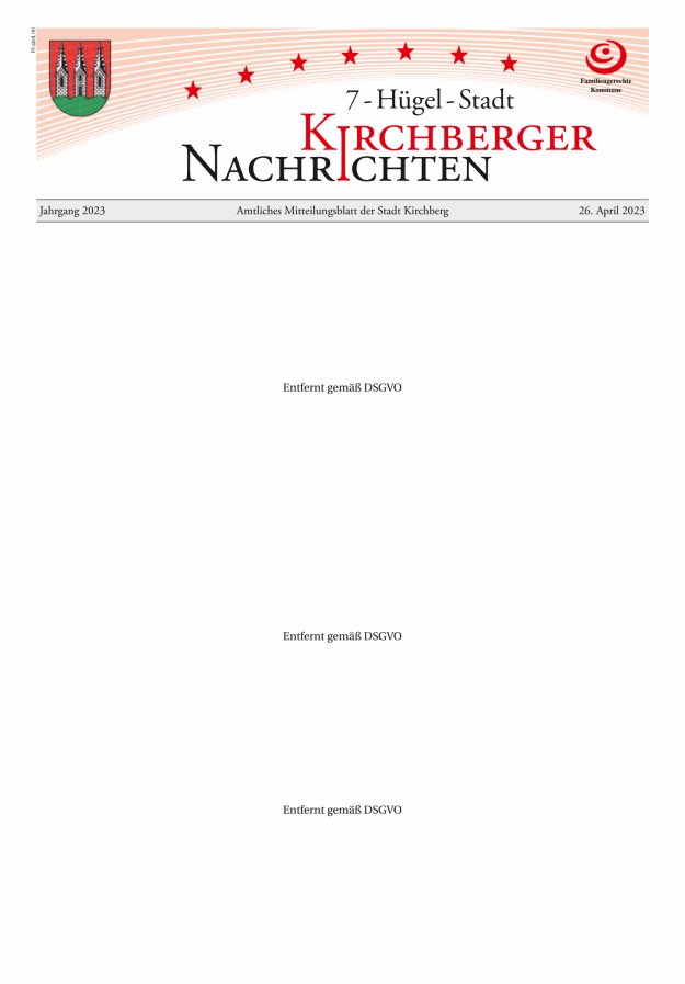 Kirchberger Nachrichten Titelblatt 04/2023