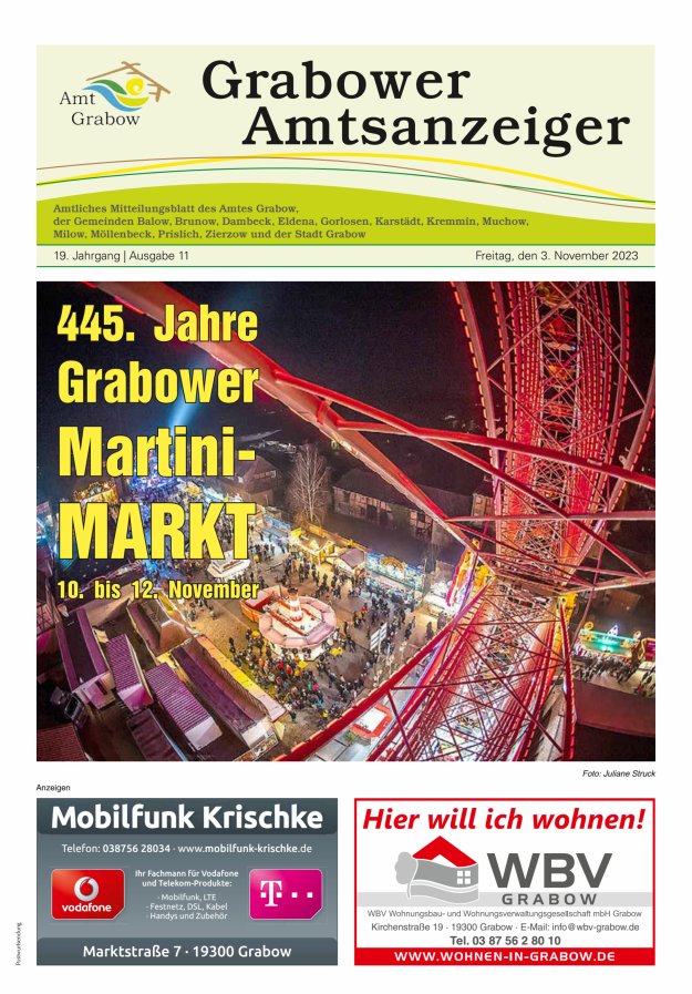 Grabower Amtsanzeiger Titelblatt 11/2023