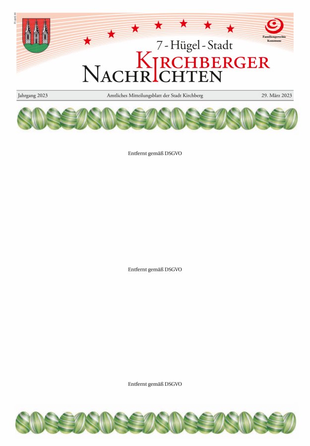 Kirchberger Nachrichten Titelblatt 03/2023