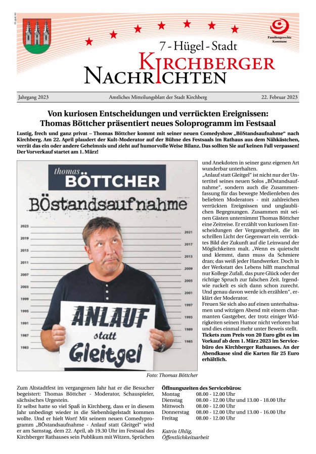 Kirchberger Nachrichten Titelblatt 02/2023