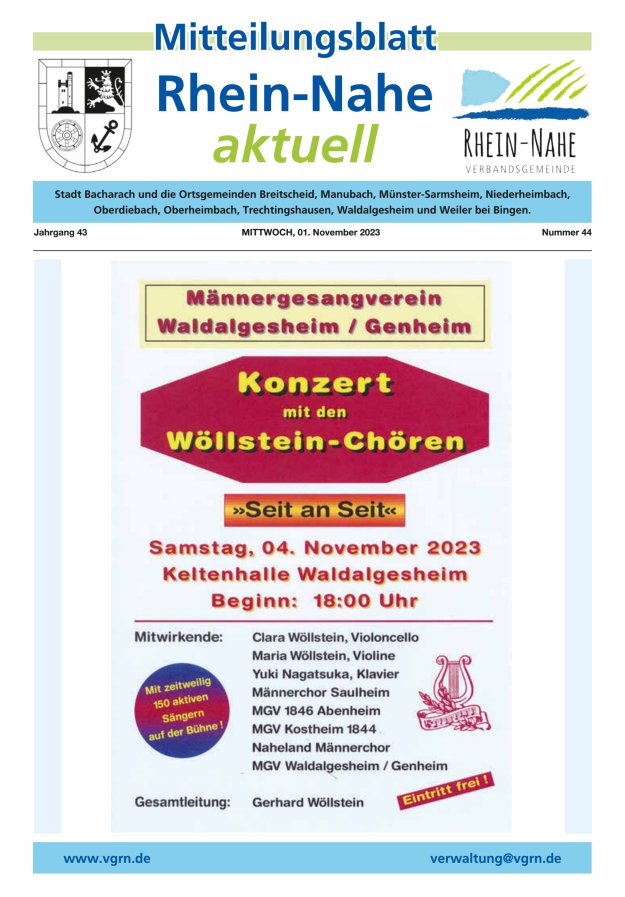 Rhein-Nahe aktuell Titelblatt 44/2023