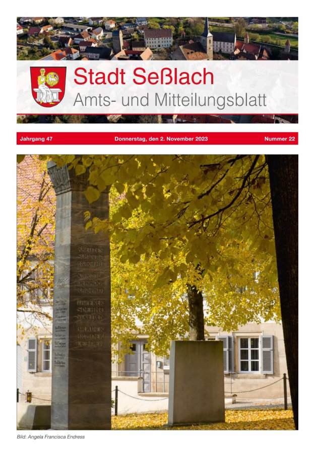 Amts- und Mitteilungsblatt Stadt Seßlach Titelblatt 22/2023