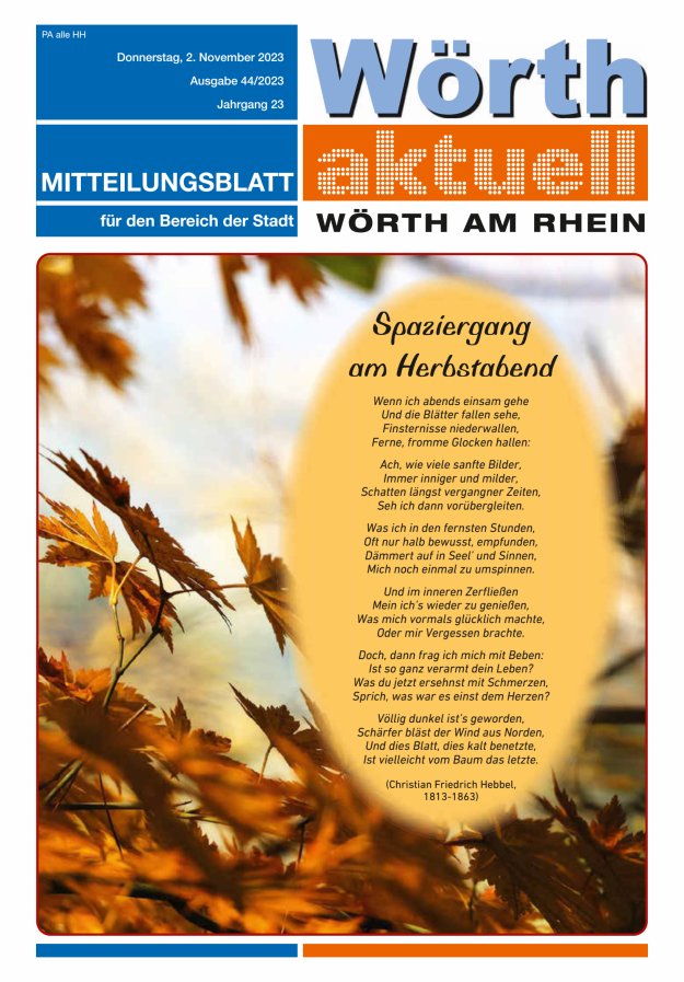 Wörth aktuell Titelblatt 44/2023