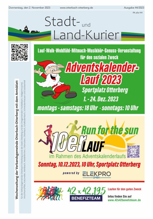 Stadt- und Land-Kurier Otterbach-Otterberg Titelblatt 44/2023