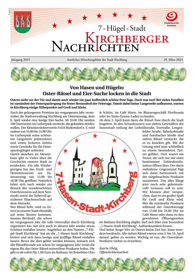 Kirchberger Nachrichten Titelblatt 03/2023