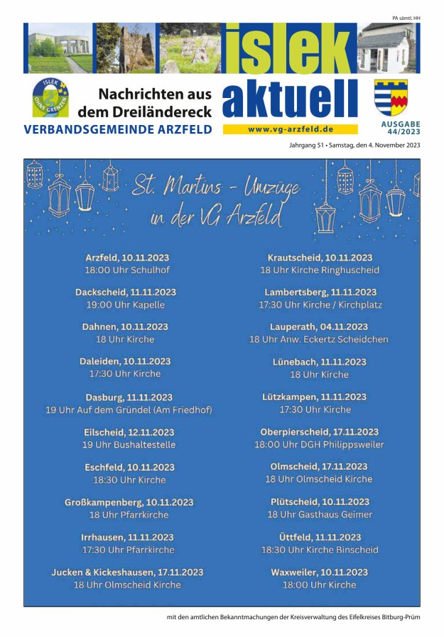 Islek aktuell VG Arzfeld Titelblatt 44/2023