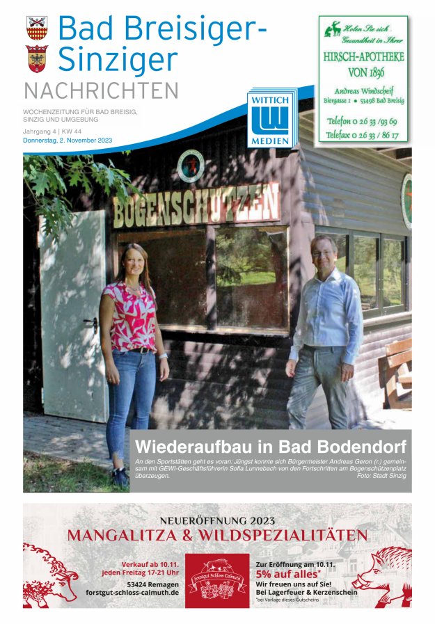 Bad Breisiger-Sinziger Nachrichten Titelblatt 44/2023