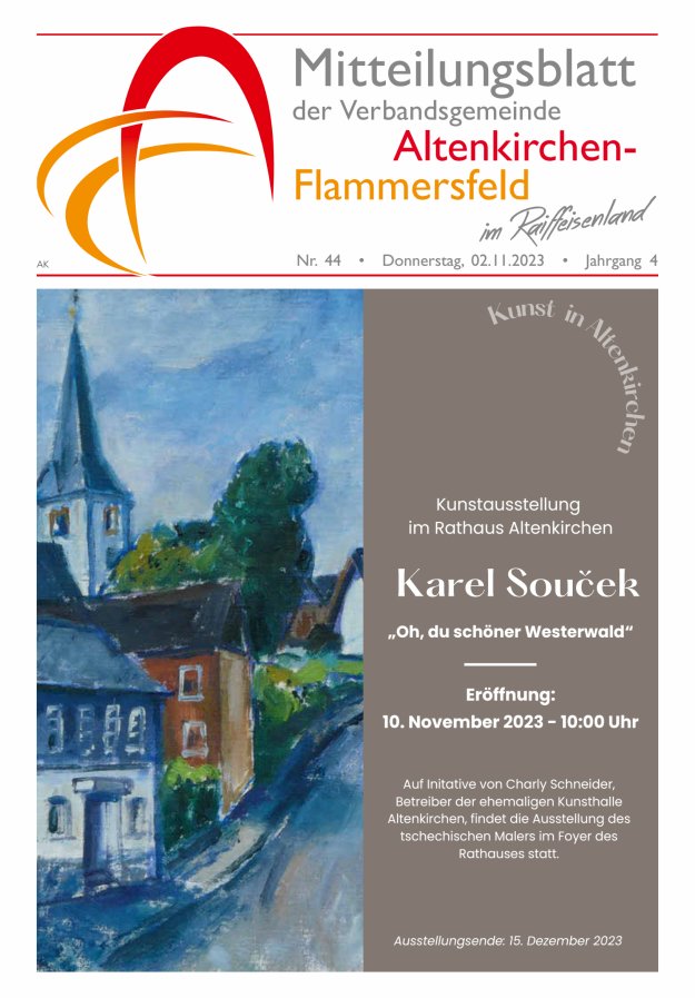 Mitteilungsblatt Verbandsgemeinde Altenkirchen-Flammersfeld Titelblatt 44/2023