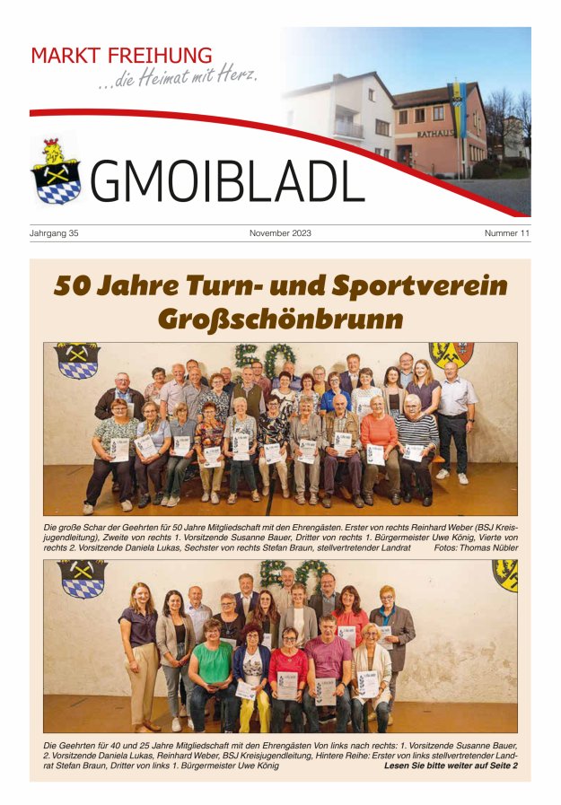 Markt Freihung Mitteilungsblatt Titelblatt 11/2023