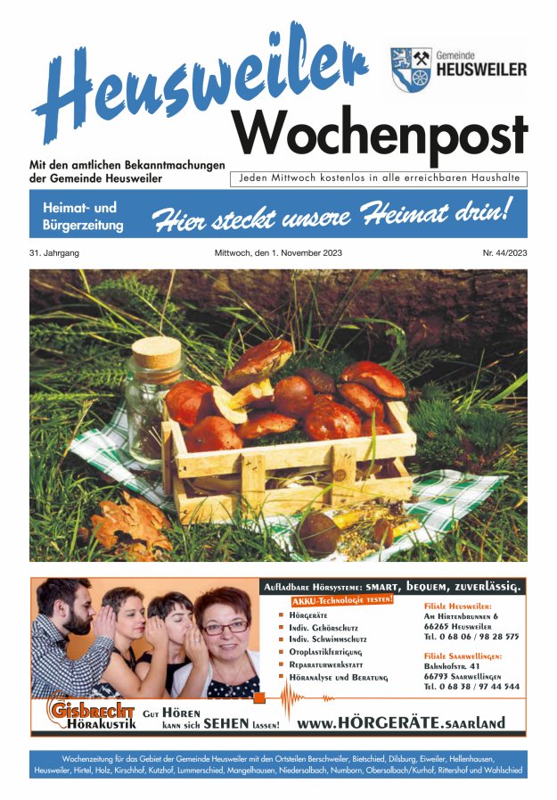 Heusweiler Wochenpost Titelblatt 44/2023