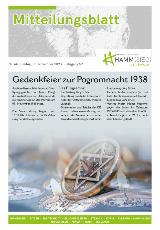 Mitteilungsblatt Hamm (Sieg) Titelblatt 44/2023