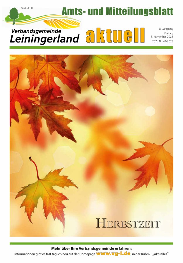 VG Leiningerland aktuell Titelblatt 44/2023
