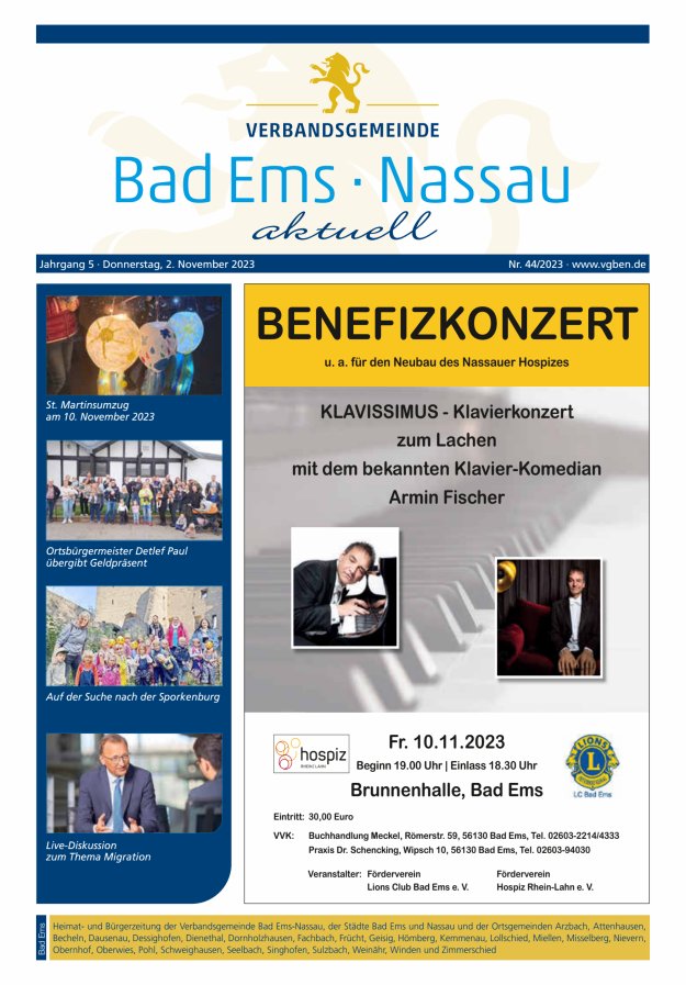 Bad Ems-Nassau aktuell Ausgabe Bad Ems Titelblatt 44/2023