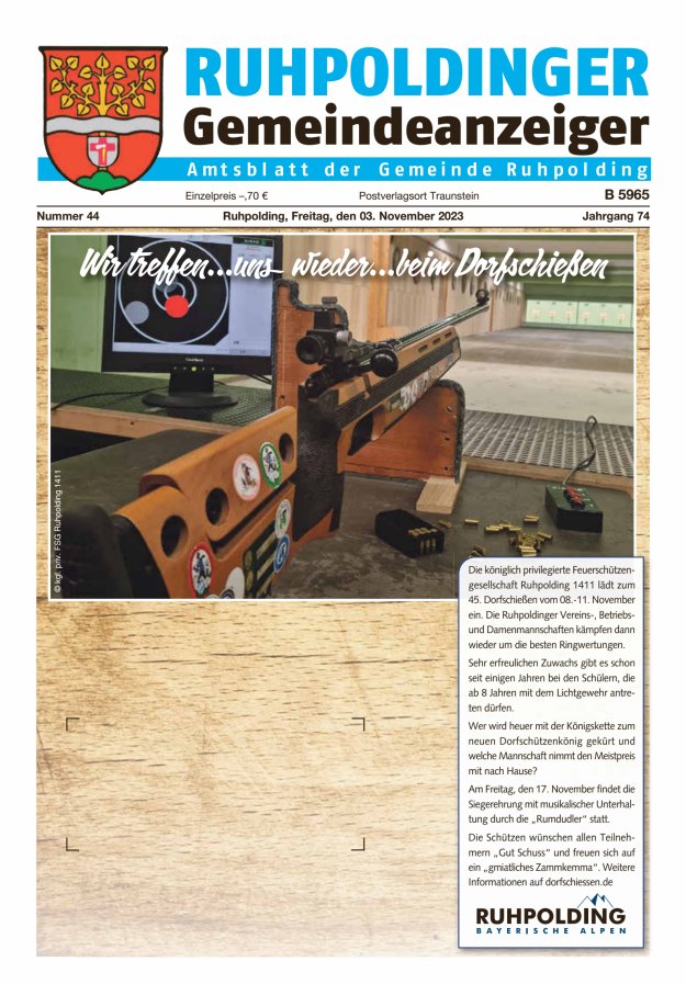 Ruhpoldinger Gemeindeanzeiger Titelblatt 44/2023