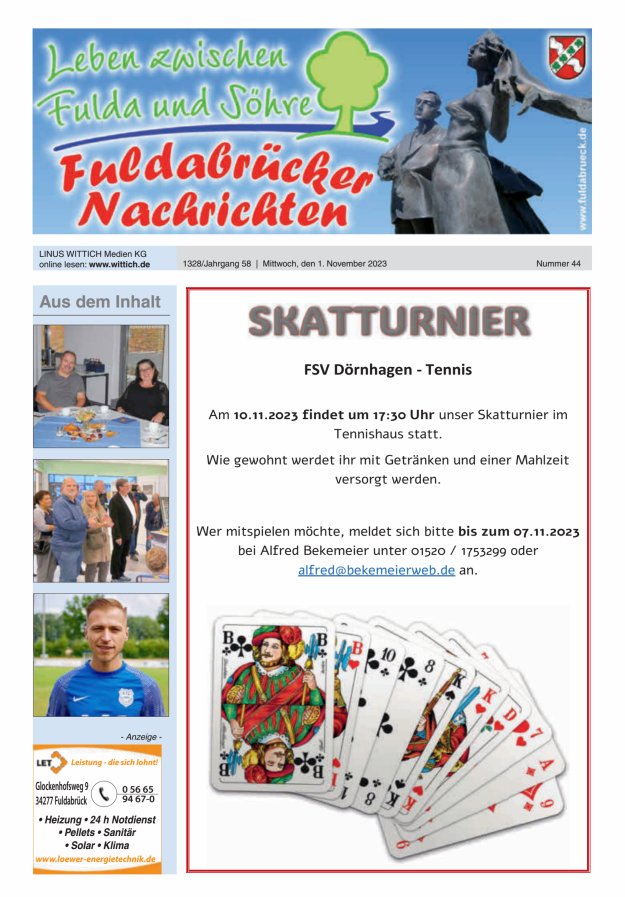 Fuldabrücker Nachrichten Titelblatt 44/2023