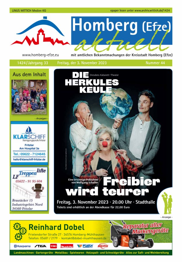 Homberg Efze aktuell Titelblatt 44/2023
