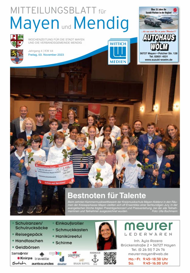 Mitteilungsblatt für Mayen und Mendig Titelblatt 44/2023