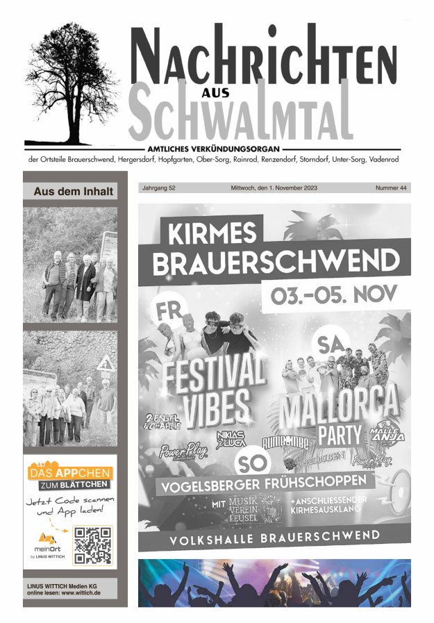 Nachrichten aus Schwalmtal Titelblatt 44/2023
