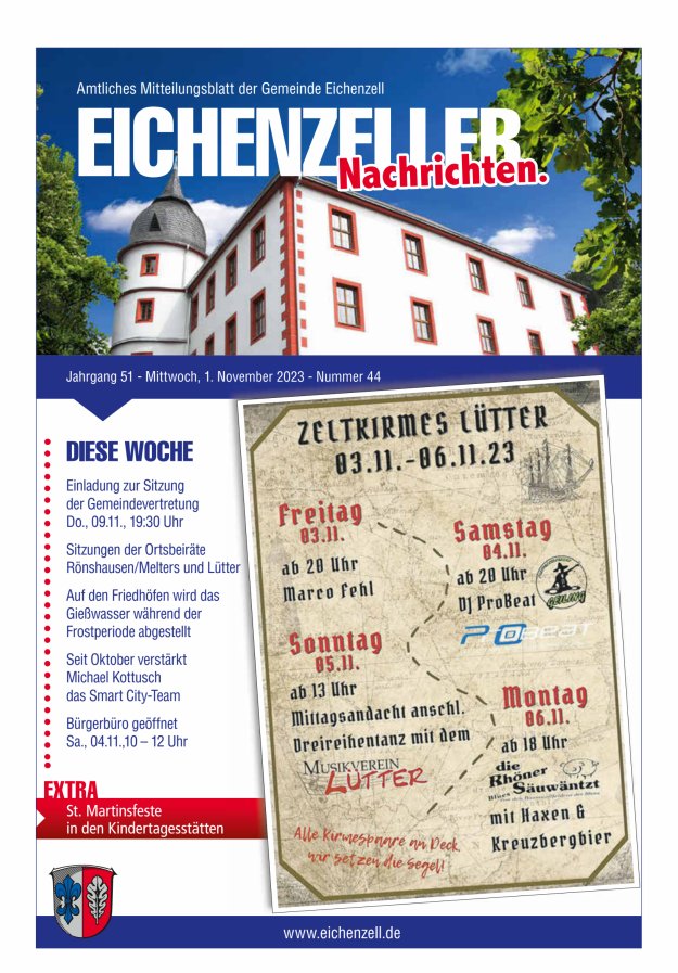 Amtliches Mitteilungsblatt der Gemeinde Eichenzell Titelblatt 44/2023