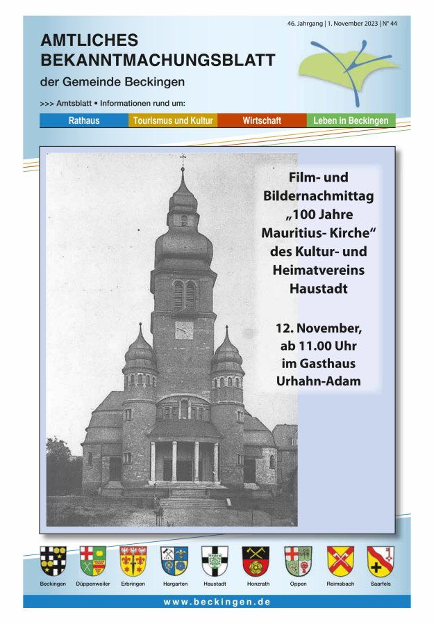 Amtsblatt Beckingen Titelblatt 44/2023