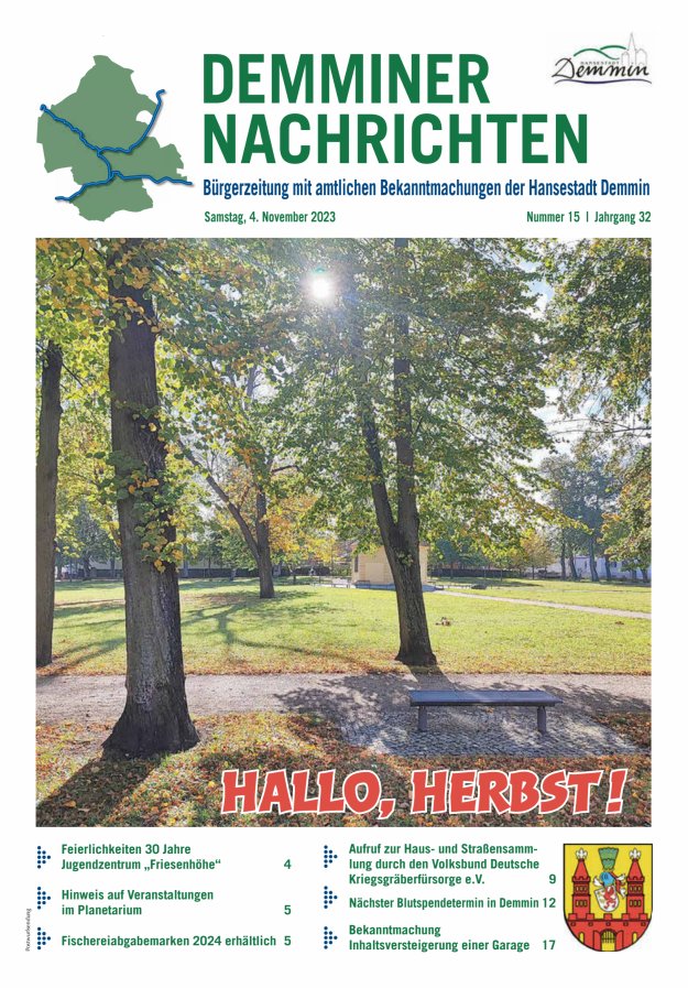 Demminer Nachrichten Titelblatt 15/2023