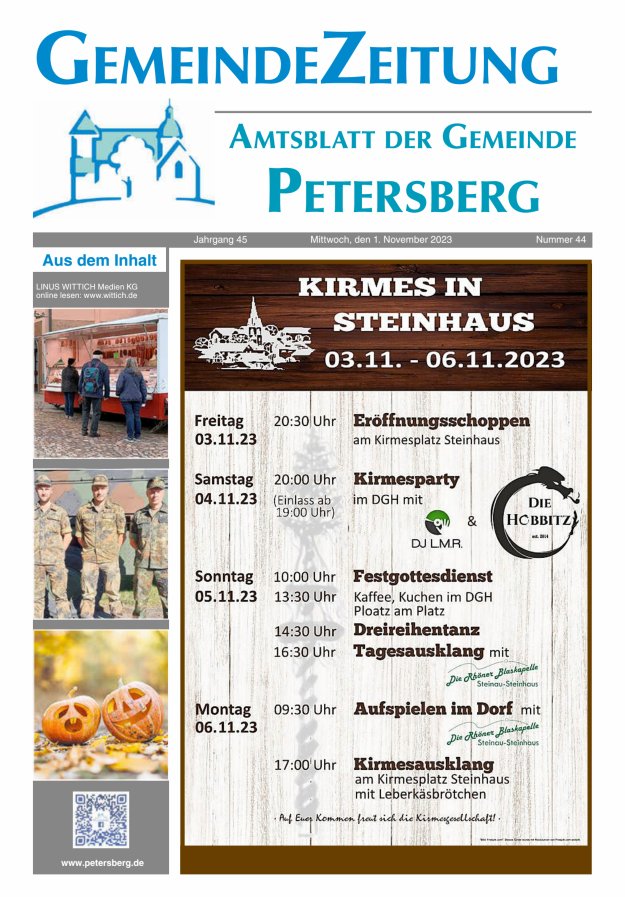 Amtsblatt Blickpunkt Petersberg Titelblatt 44/2023