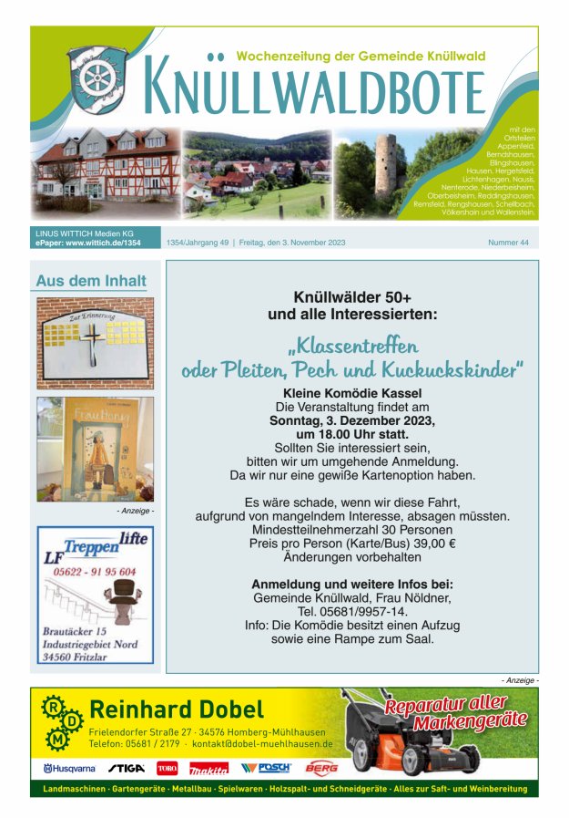 Knüllwaldbote Titelblatt 44/2023