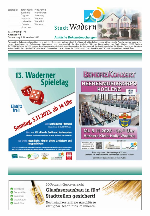 Stadt Wadern Titelblatt 44/2023