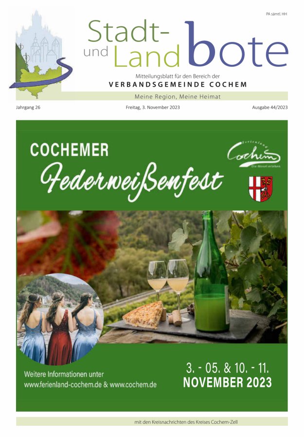 Stadt- und Landbote VG Cochem Titelblatt 44/2023