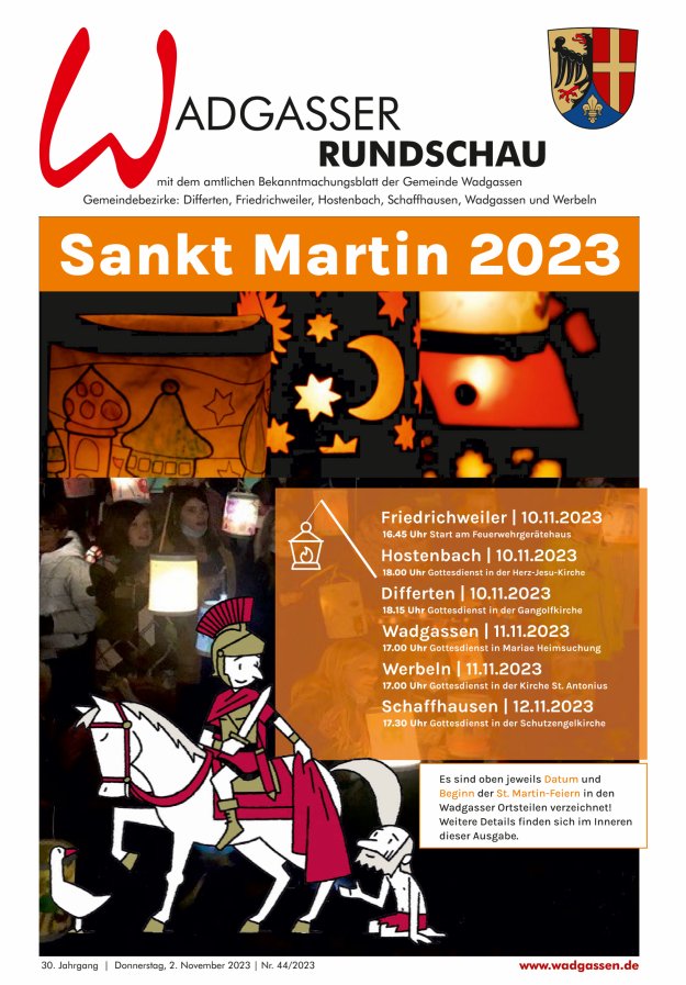 Wadgasser Rundschau Titelblatt 44/2023