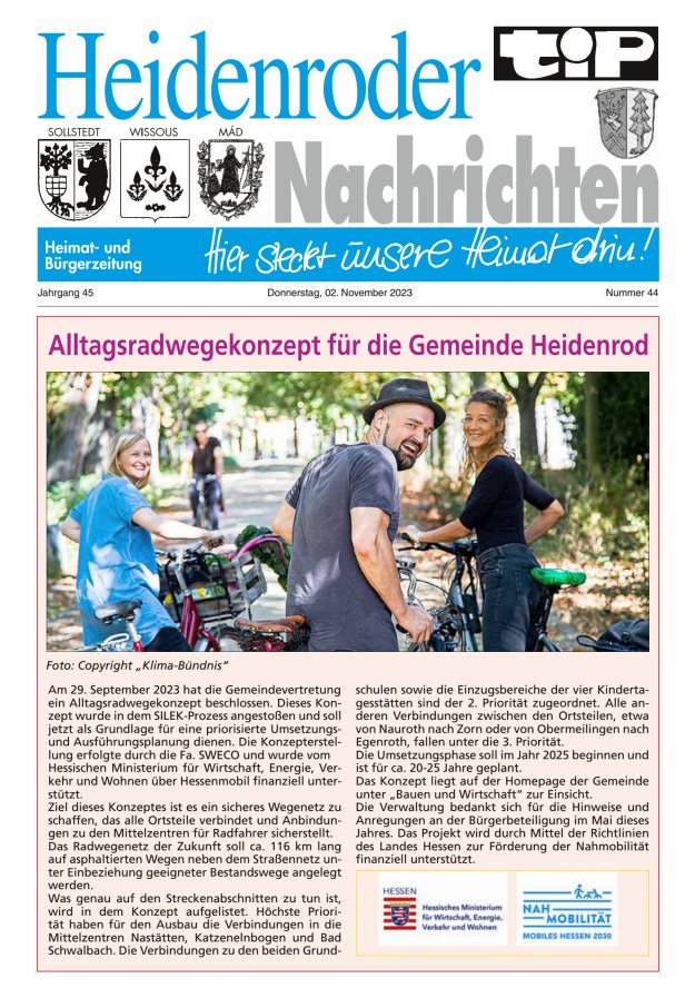 "tip" Heidenroder Nachrichten Titelblatt 44/2023