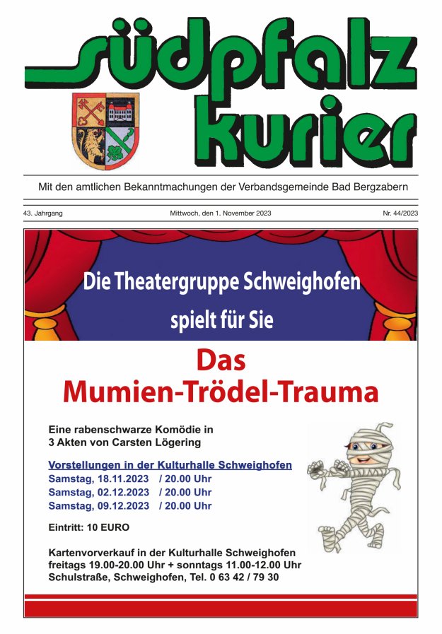 Südpfalz Kurier - VG Bad Bergzabern Titelblatt 44/2023
